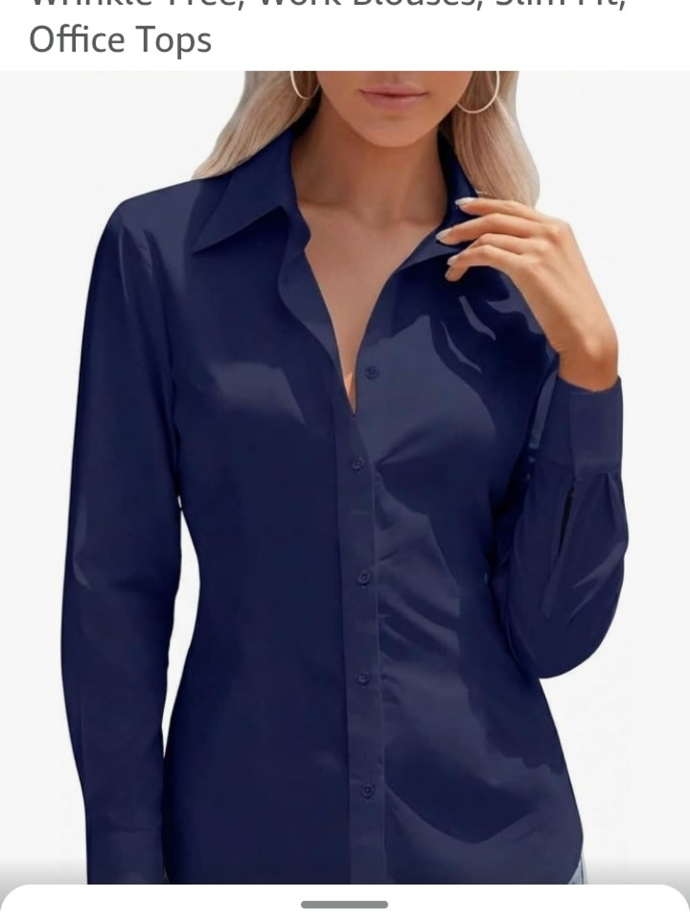 Classic Navy Button-Down Work Shirt - Women